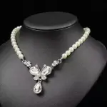 European & American Style Pearl Jewelry Set – Bridal Gem Necklace & Earrings