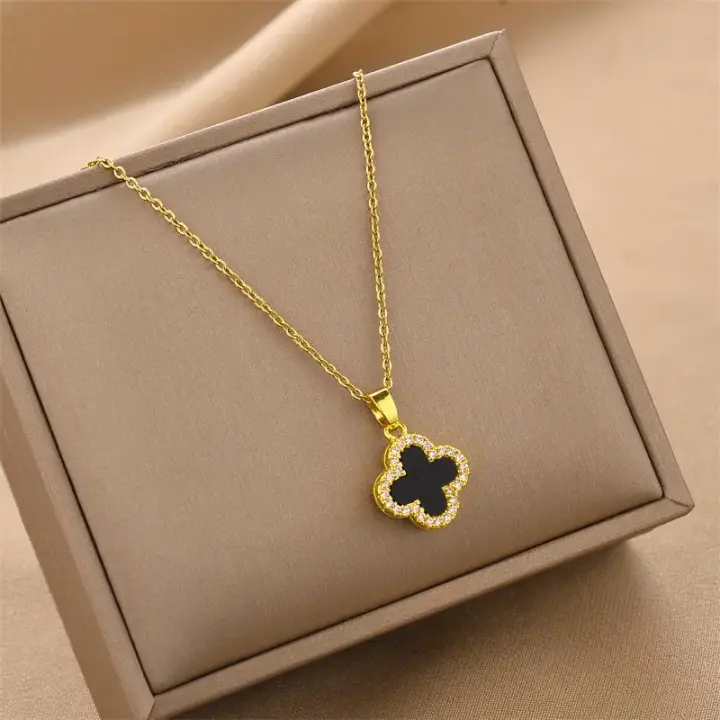 Four-Leaf Clover Sweater Necklace