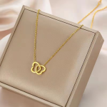 Double Heart Gold Pendant Necklace
