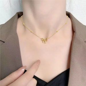Hollow Bowknot Pendant Necklace