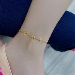 Welding Fixation Beading Daisy Flowers Charm Anklets Chain For Women