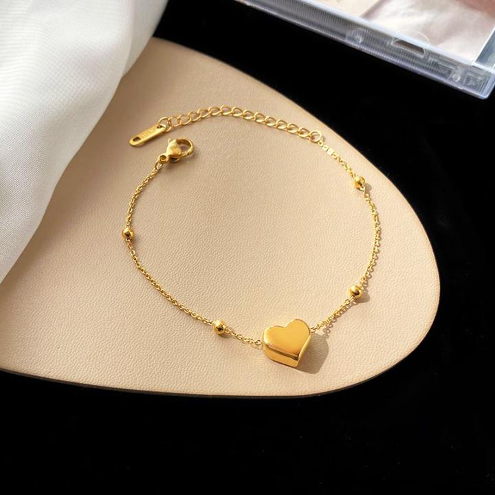 Gold Color Heart Love Chain – Anklet for Women & Girls